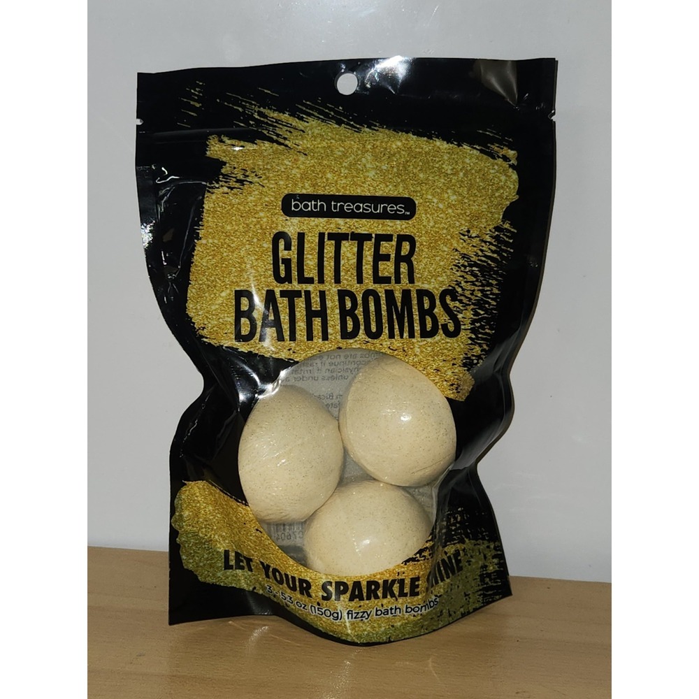 Glitter Bath Bombs~3 Pack~5.3 oz‎ (150g) Fizzy Bath Bombs~Sparkle~Bath Treasures